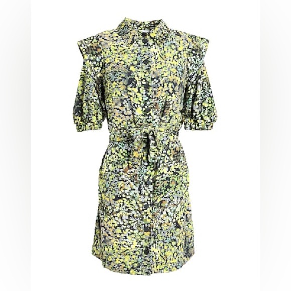 Topshop Floral Print Puff Sleeve Mini Shirtdress in Multi - Picture 3 of 5